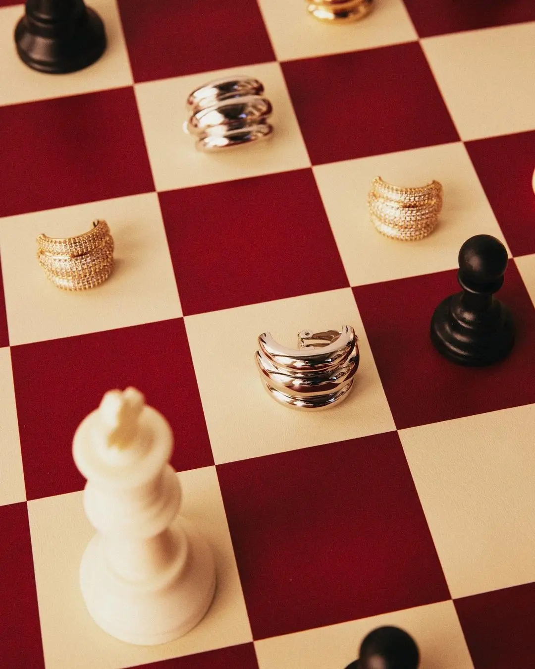 A chess set in warm light